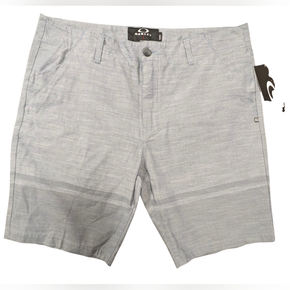 Oakley Slim Fit Blue/Gray Flat Front Shorts Modern Fit- Size 38